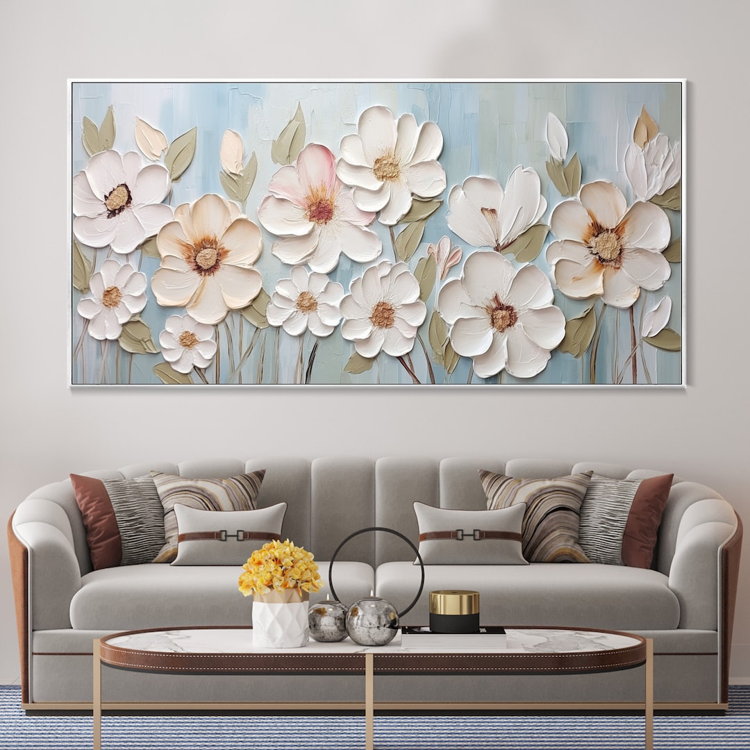 Abstract Flower Painting on Canvas Wall Art Original 3D Textured Wall ...