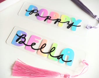 Personalised rainbow bookmark | acrylic rainbow bookmark | teacher gift | booklover gift | book club gift  | Party favours