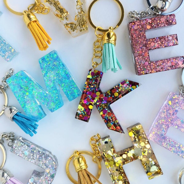 Initial resin keyring | personalised letter keyring | glitter Initial keyring | monogram keyring | resin glitter keyring