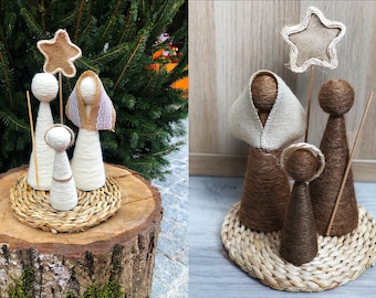 Belén con Base de Paja / Belén con elementos de poliestireno recubiertos con tejido reciclado con Base de Paja