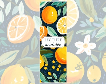 Marque-page parfumé SENTEUR ORANGE-MANDARINE / Illustration orange, mandarine, fleurs, feuilles / Lecture / Bibliothèque / Livres