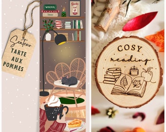 Cozy set of scented bookmarks with apple pie and log scent