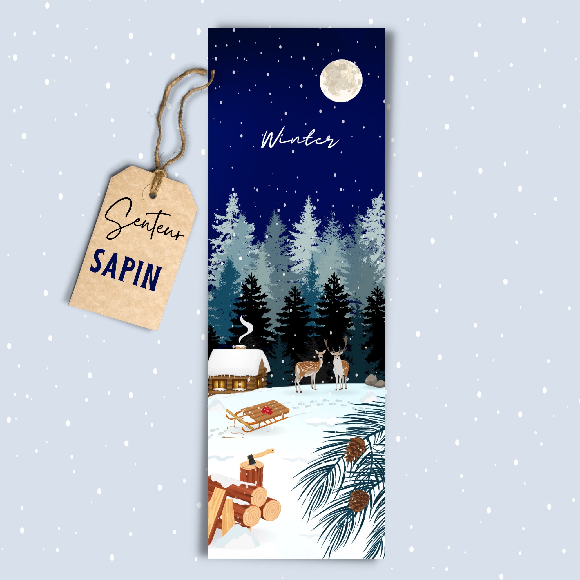 Scented Bookmark SENTEUR SAPIN / Illustration Landscape Chalet 