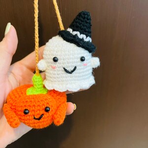 Ghosts and Spiders in Halloween Crochet, Halloween Gift, Car Decor