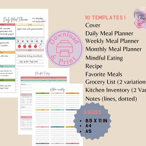 Printable Menu Daily Weekly Menu Planner Template. Grocery List ...