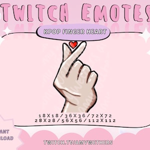 Lindo Emote coreano de corazón de dedo para Twitch / Discord / Youtube