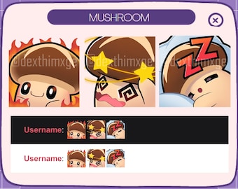 Mushroom Emotes - Twitch | Discord Emotes Pack (3) || Cute Aesthetic Kawaii