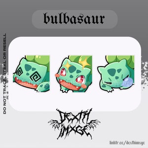 Bulbasaur Emotes - Twitch | Discord Emotes Pack (3) || Cute Aesthetic Kawaii