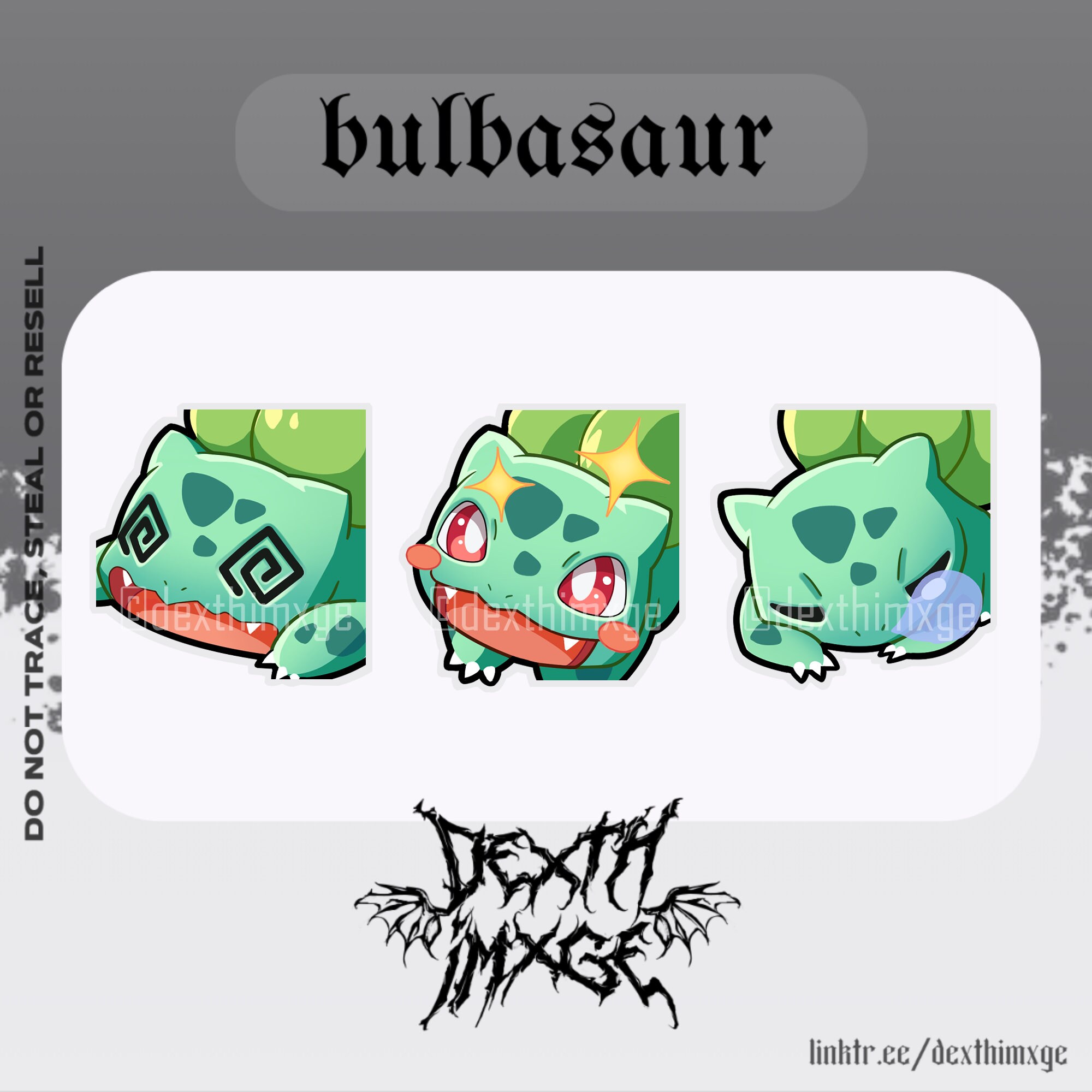 Bulbasaur Emotes - Twitch | Discord Emotes Pack (3) || Cute Aesthetic Kawaii