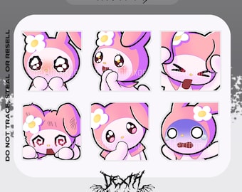 Melody Emotes - Twitch | Discord Emotes Pack (6) || Cute Aesthetic Kawaii