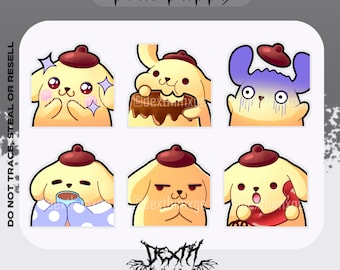 Pom Pudding Puppy Emotes - Twitch | Discord Emotes Pack (6) || Cute Aesthetic Kawaii