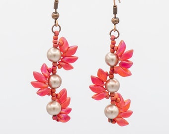 Ohrringe aus Perlen zum Geburtstag für Sie in Rot/silber/bronze