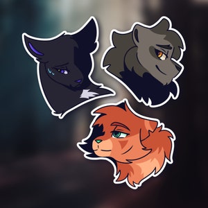 Stickers Warrior Cats Firestar, Graystripe, Ravenpaw Glossy