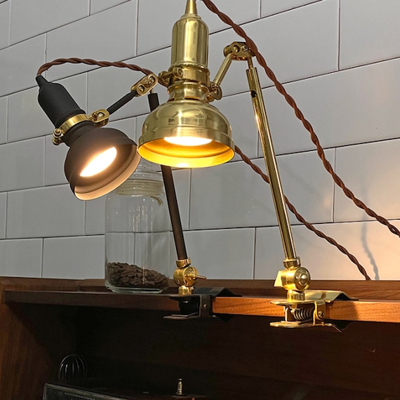Small Vintage Brass Bracket Lamp - Hein Ventures Inc.