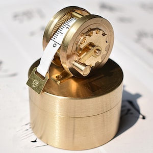 Vintage pure copper Small Mini Tape Measure, Manual Reel Industrial Copper Flywheel, Gift for him