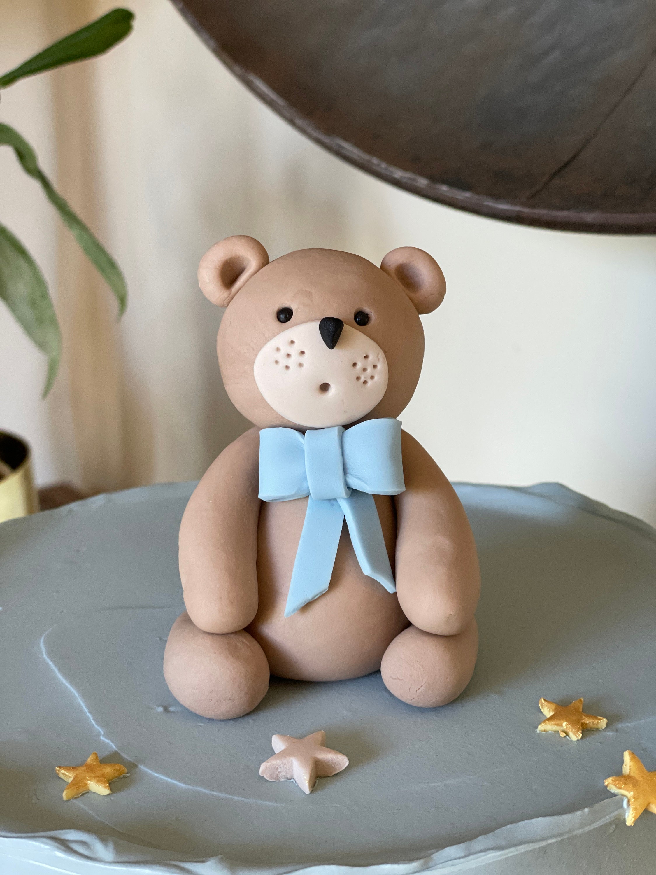 Fondant Teddy Bear With Bow Cake Topper Ideal for Baby - Etsy