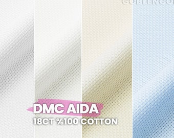 Tessuto Aida Dmc 18 ct, Tessuto da ricamo, Tessuto a punto croce in cotone %100, Tela agugliata, 18 Count Aida, Tessuto Punch - Consegna rapida