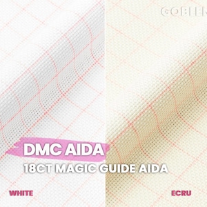 Dmc 18 ct Magic Guide Aida Canvas Fabric, Embroidery Fabric, %100 Cotton Cross Stitch Fabric, Needlepoint Canvas, 18 Count, Punch Fabric