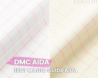 Dmc 18 ct Magic Guide Aida Canvas Fabric, Embroidery Fabric, %100 Cotton Cross Stitch Fabric, Needlepoint Canvas, 18 Count, Punch Fabric