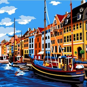 Seg Needlepoint, Tapestry Canvases, 31x23&quot;, 981.177 Printed Canvas - Thread Options Available, Copenhagen