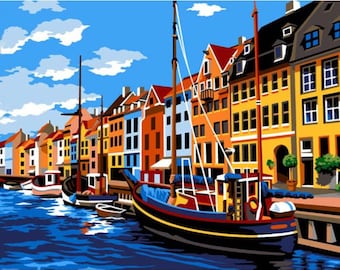 Seg Needlepoint, tele per arazzi, 31x23", 981.177 Tela stampata - Opzioni di filo disponibili, Copenhagen
