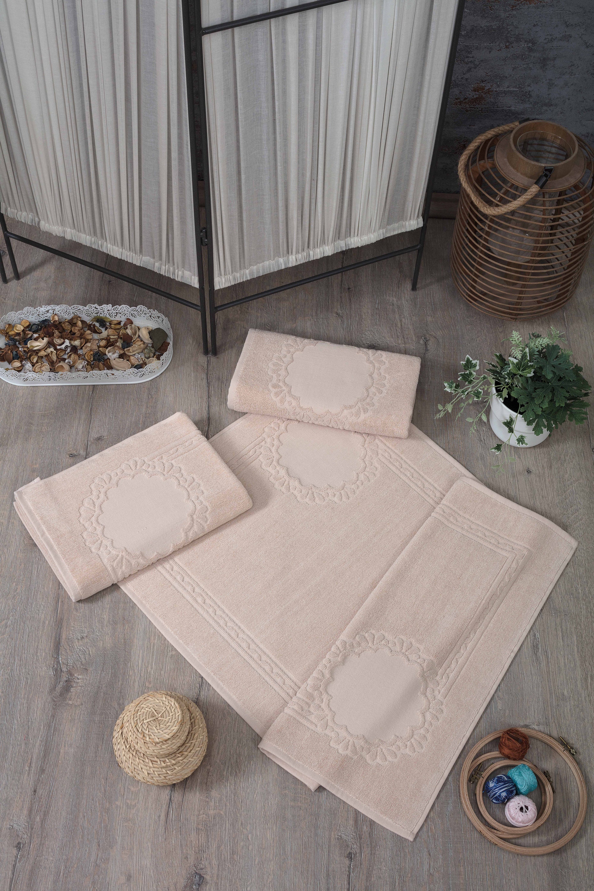 Cross Stitch Bath Mat Set Etamine Bathroom Rugs 3 Pieces Etsy