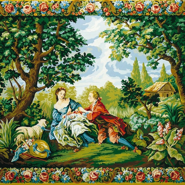 Royal Paris Needlepoint, Tapestry Canvases, 59x70", 168.35 Printed Canvas - Thread Options Available