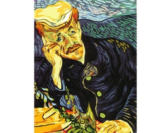 Seg Needlepoint, Tele per arazzi, 31x23", 981.169 Tela stampata - Opzioni di filo disponibili, Paul Gachet di Van Gogh