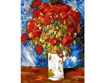 Seg Needlepoint, tele per arazzi, 31x23", 981.164 Tela stampata - Opzioni di filo disponibili, Papaveri di Van Gogh