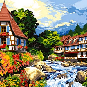 Seg Needlepoint, Tapestry Canvases, 31x23&quot;, 981.174 Printed Canvas - Thread Options Available, Alsace