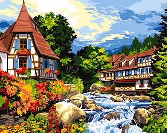 Seg Needlepoint, tele per arazzi, 31x23", 981.174 Tela stampata - Opzioni di filo disponibili, Alsazia