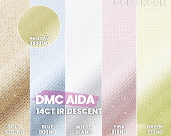 Dmc 14 ct Tessuto Aida iridescente, Tessuto da ricamo, %100 Tessuto a punto croce in cotone, Tela ad ago, Aida a 14 conteggi, Tessuto Punch