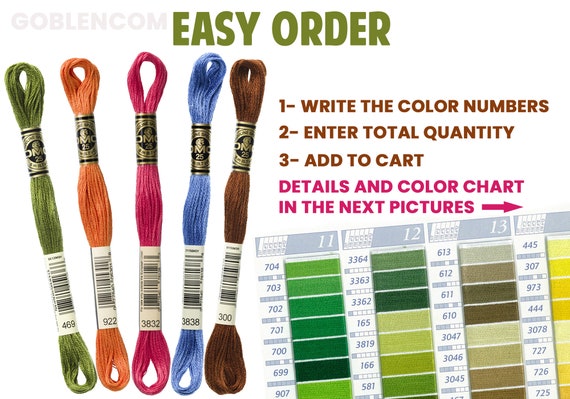 DMC Floss Thread, Pick Your Color, DMC Mouline Stranded Cotton Thread, Embroidery Thread, Easy Order, Min. 15qty Please!