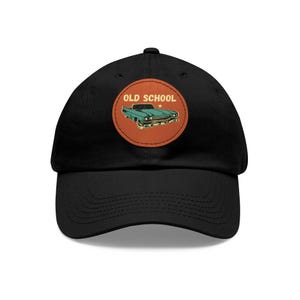 Vintage Car Leather Patch Dad Hat: Old School Baseball Cap