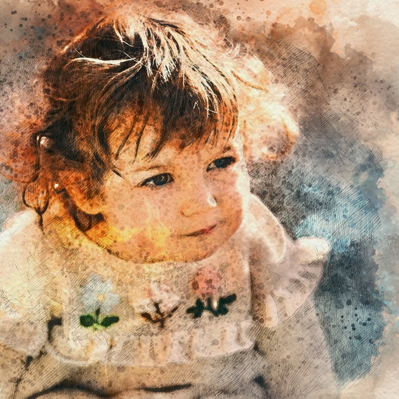 Watercolor Painting From Photo, Digital Child Portrait