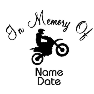 In Memory Of, In Memory Of Decal, Custom In Memory of Decal, Custom Dirt Bike Decal, Dirt Bike Decal, Memorial Decal, Custom Memorial Decal
