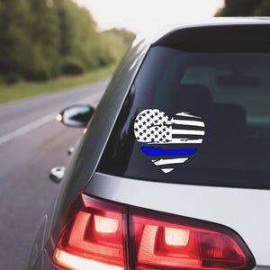 Police Decal, Police Vinyl Decal, Police Back the Blue, Police Back the Blue Heart, Police Heart Decal, Police Car Decal, Car Decal, Police