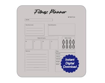 Printable Health and Fitness Planner, Printable Fitness Planner, Fitness Planner, Fitness Planner Template, Exercise, Exercise Planner