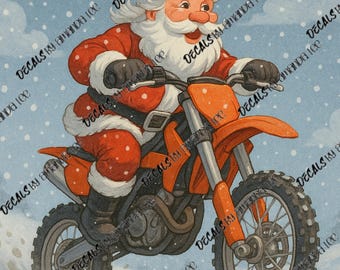 Dirt Bike, Dirt Bike Santa PNG, Dirt Bike Santa Png File, Santa on Dirt Bike, Png File, Sublimation, Files for Cricut and Silhouette