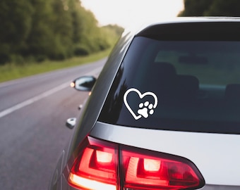 Pet, Pet Decal, Paw Print Heart Decal, Paw Print Heart Vinyl Decal, Paw Print Laptop Decal, Paw Print Tumbler Decal, Paw Print Car Decal