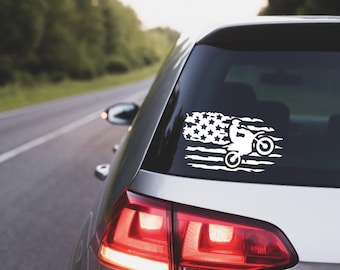 Dirt Bike American Flag, Dirt Bike, American Flag, Dirt Bike American Flag Vinyl Decal