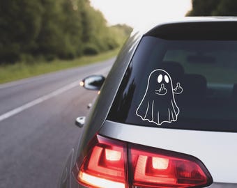 Ghost Middle Finger Decal, Halloween Ghost, Car Decal, Truck Decal, Tumbler Decal, Laptop Decal, Window Decal, Halloween Decal