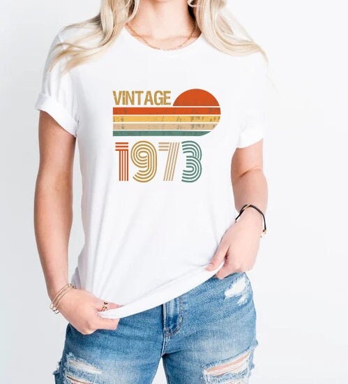 Discover Vintage 1973 Shirt, Vintage Birthday Shirt, 50th Birthday T-Shirt