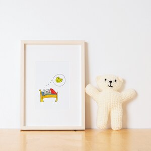 The Napping Mouse - Whimsical nursery wall art, Baby nursery décor, Children&#39;s wall art, Children&#39;s picture