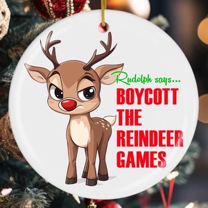 Lustige Weihnachts-Rudolph-Verzierung, Rentierdekoration mit der roten Nase, Rudolphs rote Nase, lustige Weihnachten, frohe Weihnachtsgeschenk, Strumpf Stuffer