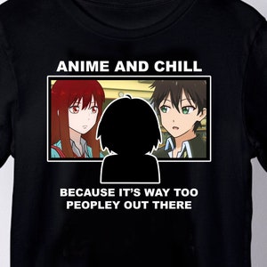 ANIME AND CHILL... Koszulka dla miłośników anime, prezent dla miłośników anime, koszulka unisex z anime, duży rozmiar, koszulka z gadżetami anime, odzież dla nastolatków kawaii, fan mangi