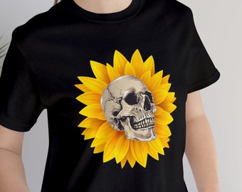 Gothic Sunflower Skull T-shirt | Gothic Apparel, Goth Girl Gifts, Goth Mom Gifts, Emo Shirts, Dark Aesthetic, Goth Gifts For Him or Her