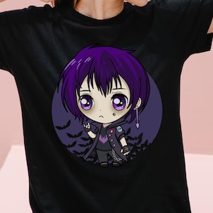 Goth Boy Anime Chibi | Unisex T-shirt, Gothwear, Gothic Style, Streetwear, Anime, Cute Chibi Art, Gift for Goth, Emo, Grunge, Cosplay