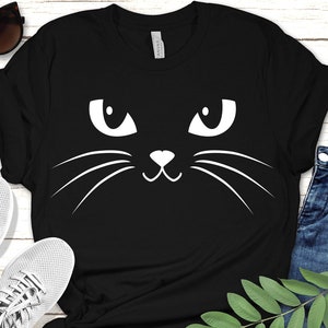 Halloween Black Cat Face Tee, Unisex, Halloween T-Shirt, Scary Black Cat, Cat Lover, Kitty Shirt For Women, Halloween Fan, Huge Cat Face