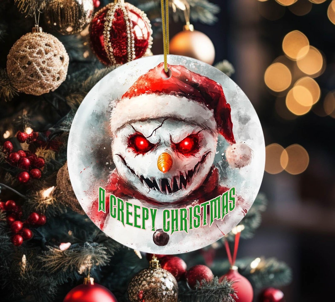Horror Schneemann Ornament, Weihnachten Halloween Geschenk, Creepy Goth  Xmas, Gothic Witchy Baumdekoration, Scary Stocking Stuffer, Gruselige Kugel  - Etsy Schweiz, image size:1080x973